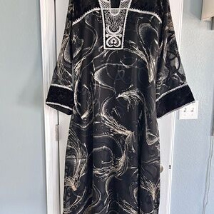 Elegant Black and White Kaftan Dress